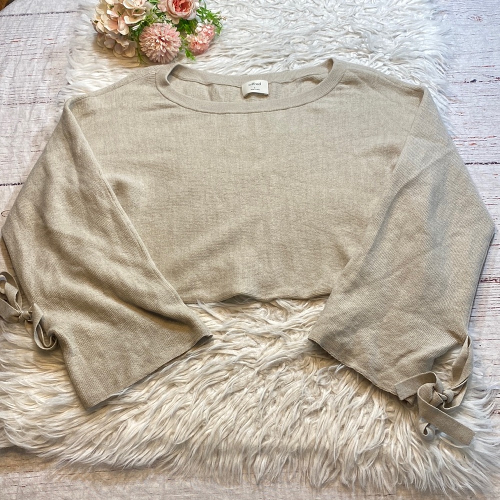 Aritzia Wilfred Cream Baylen Wool Cropped Sweater sz S - Picture 1 of 8